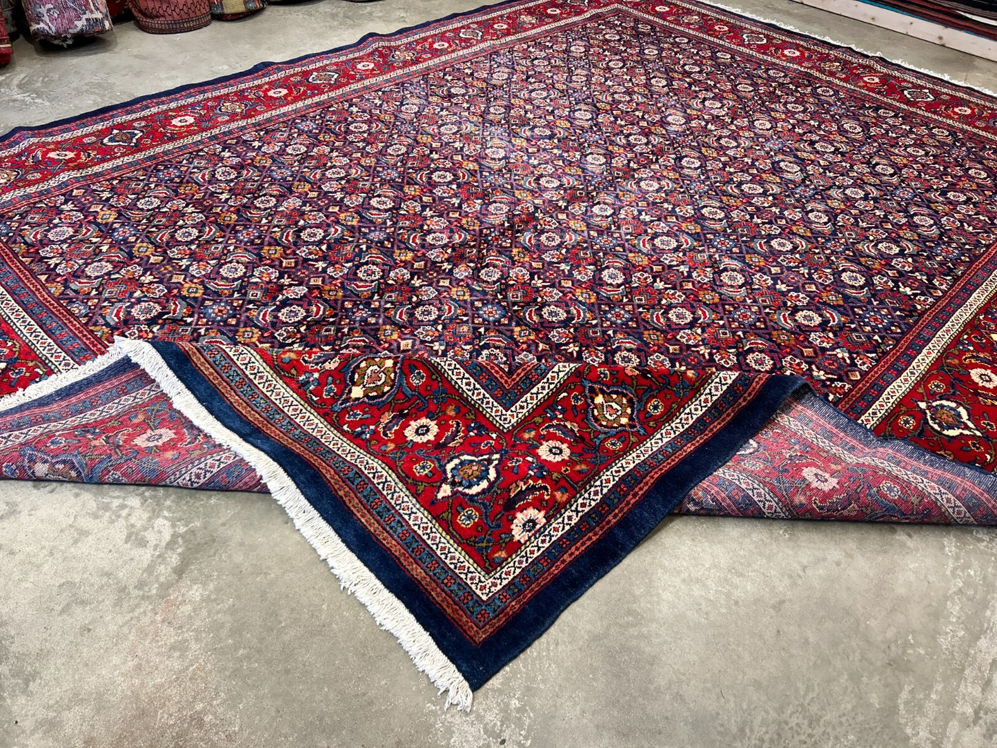 10'5"x14' Hand-Knotted 100% Wool Pile All-over Herati Rug