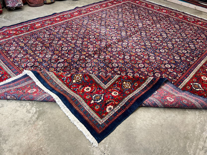 10'5"x14' Hand-Knotted 100% Wool Pile All-over Herati Rug