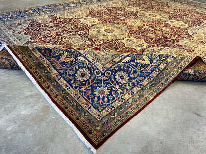 9'1"x12'3" Very Fine Hand-Knotted 100% Fine Wool Pile IndoTabriz Rug