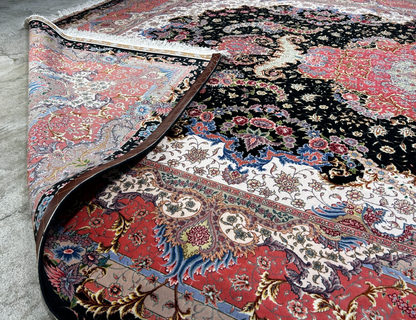 8'2"x11'7'' Hand-Knotted Very Fine Silk & Wool Pile Tabrize Benam Area Rug