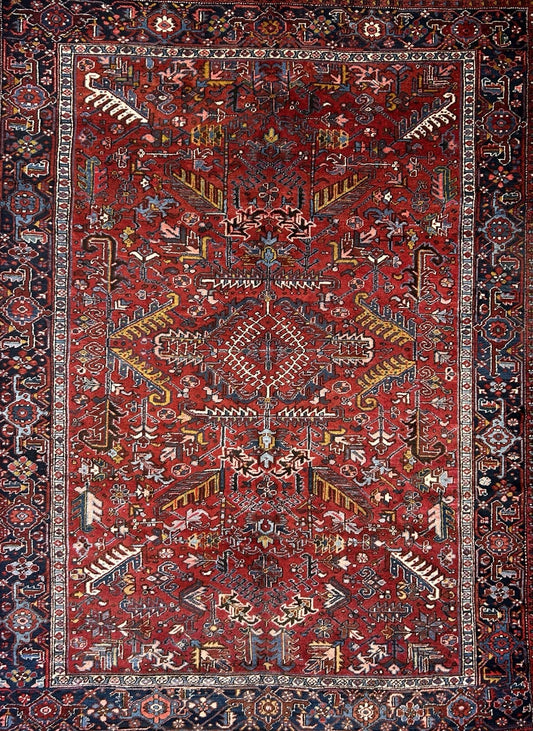 8'2"x10'11" Collector Antique 100% Wool Pile Herize Rug