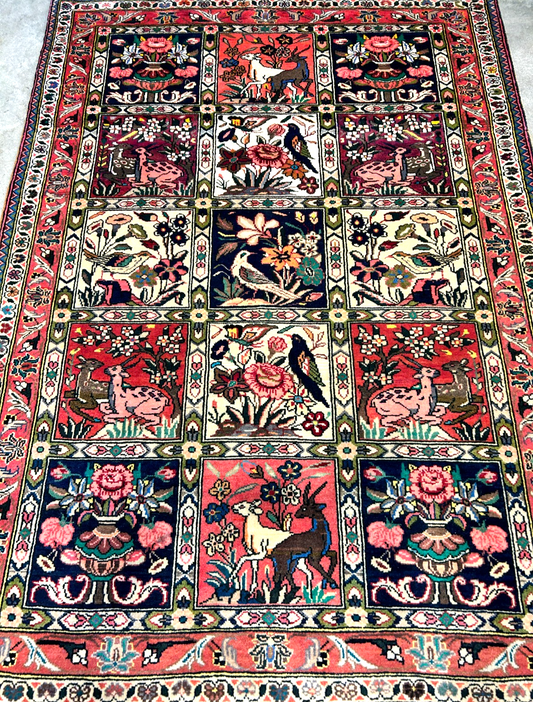 3'5"x4'10" Hand-Knotted 100% Lamb Wool Bakhtiarie Carpet - Area Rug