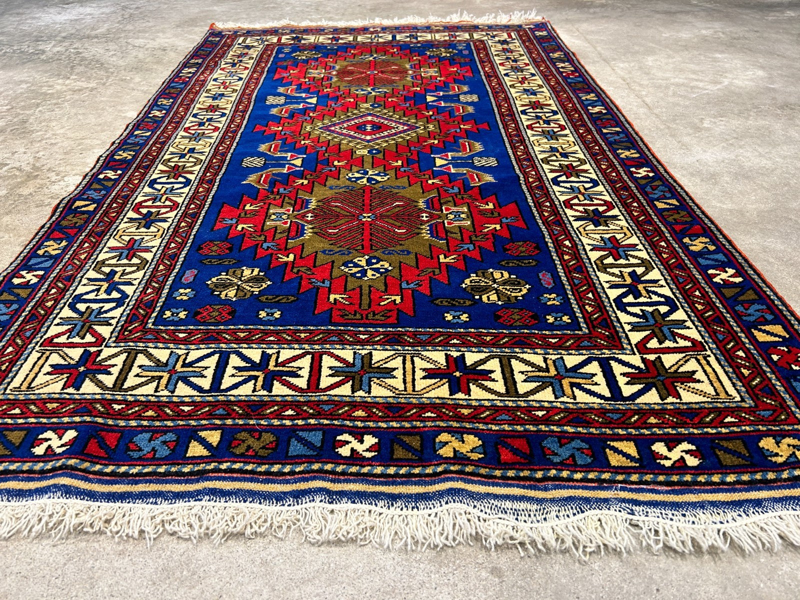 3'6"x5'9" Hand-Knotted 100% Wool Pile Yalamehe Rug
