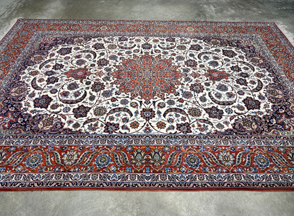 6'9"x9'10" Extra Fine Hand-Knotted Wool & Silk Isfahane Seirafian Rug