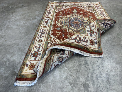 3’x4’11” Hand-Knotted 100% Wool Indoserapi Area Rug - Carpet