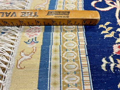 8’ Diameter Luxurious Hand-knotted Silk Round Rug - Handmade Blue Signed 8x8