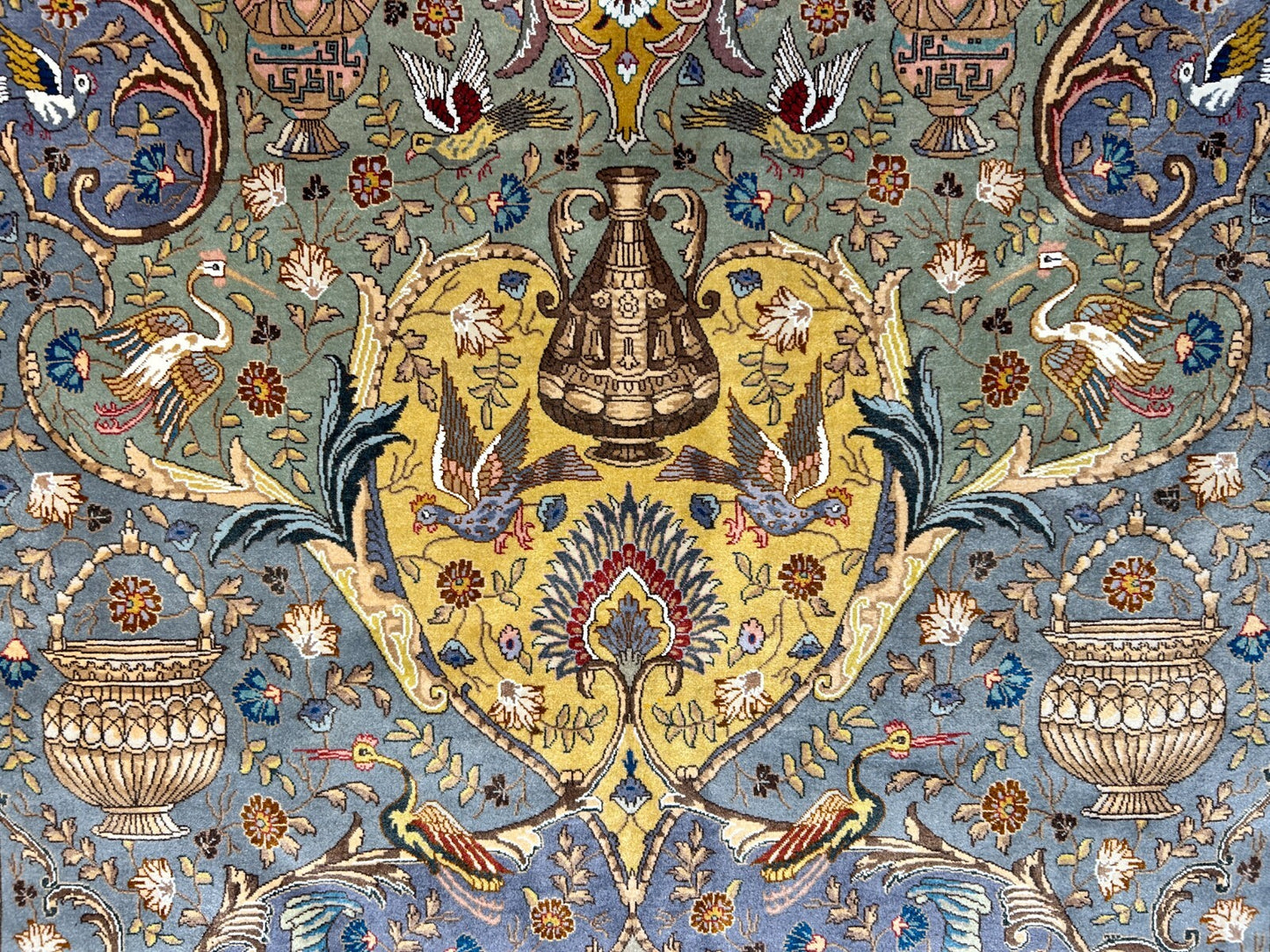 Exquisite 5'10"x8'3" Hand-Knotted Wool & Silk Blend Tabrize Carpet - Area Rug