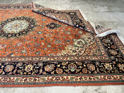 6'9"x10'2" Fine Hand-Knotted Wool & Silk Blend Tabrize Carpet - Area Rug