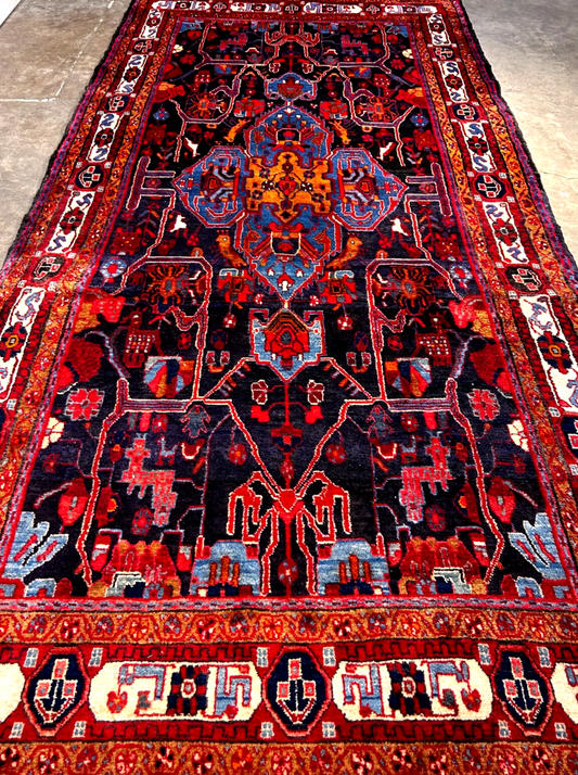 5'3" x 10'11" Hand-Knotted 100% Lamb Wool Pile Nahavande Area Rug - Carpet
