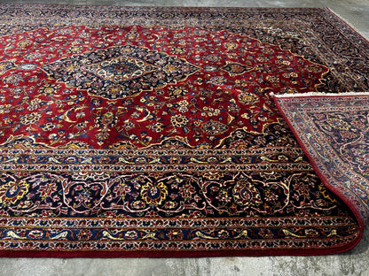 8'4"x12' Hand-Knotted 100% Wool Pile Kashane Area Rug - Signed