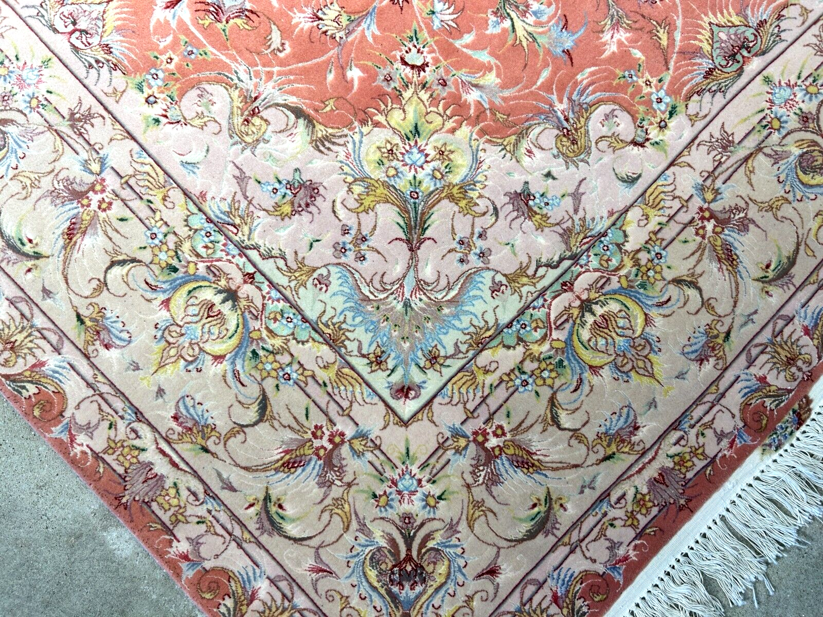 6'7"x9'9" Fine Hand-Knotted Wool & Silk Blend Tabrize Carpet - Area Rug