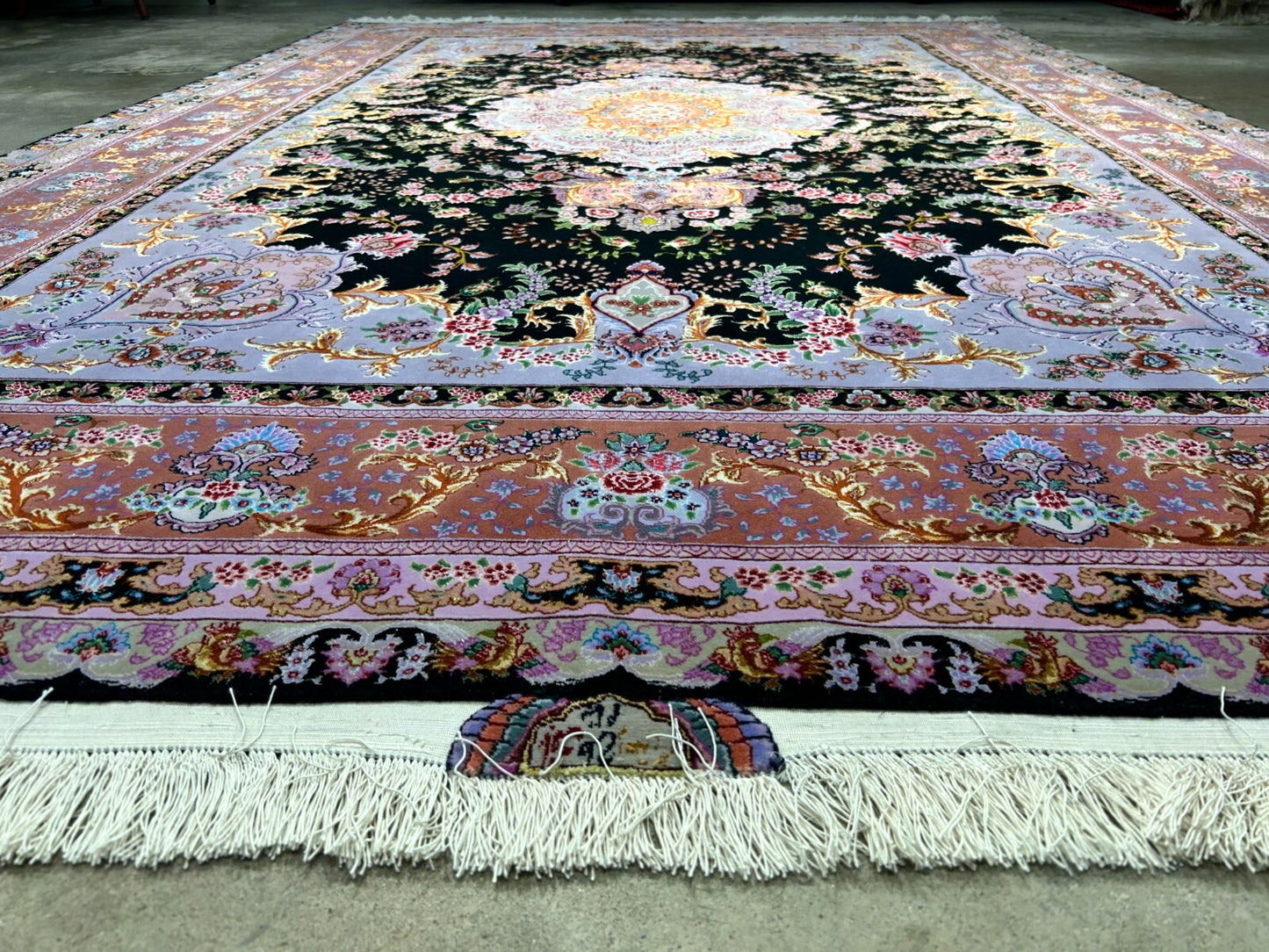 6'8"x10' Extra-Fine Hand-Knotted Wool & Silk Blend Tabrize Carpet - Area Rug