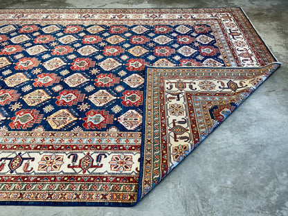 8'9"x11'11" Hand-Knotted 100% Wool Pile Kazak Design Carpet - Area Rug