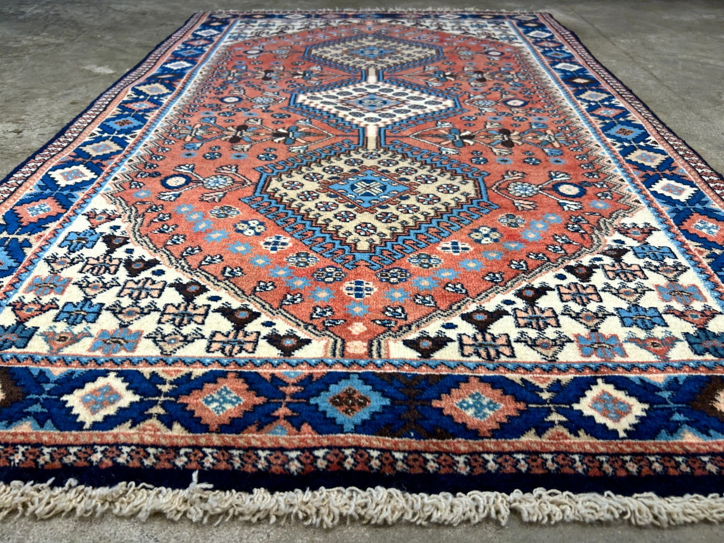3'2"x5' Hand-Knotted 100% Wool Pile Yalamehe Rug