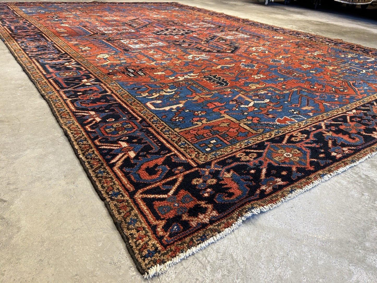 Collector Item- 7’9”x11’5” Antique Hand-Knotted 100% Wool Pile Serapie Area Rug