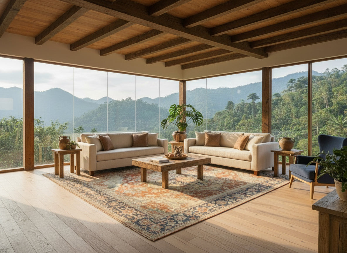 9'x12' Hand-Knotted 100% Lamb Wool Serapie Design Carpet - Area Rug