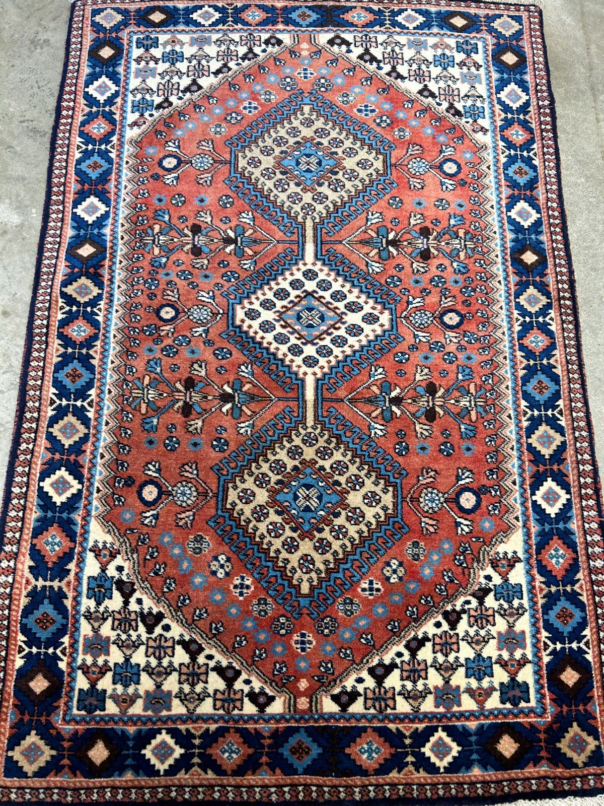 3'2"x5' Hand-Knotted 100% Wool Pile Yalamehe Rug