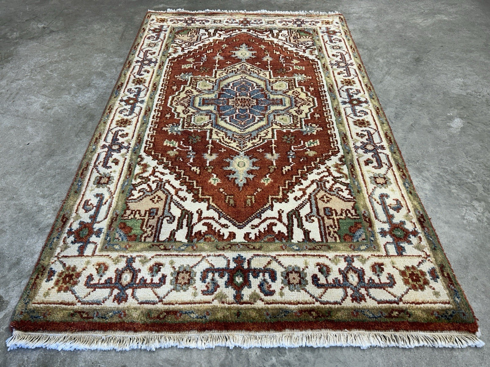 3’x4’11” Hand-Knotted 100% Wool Indoserapi Area Rug - Carpet