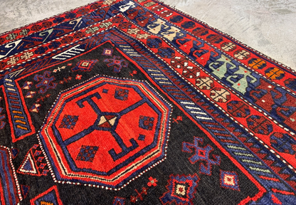 4'7"x6'5" Collector Antique Fine Baby Lamb Wool Caucasian Area Rug