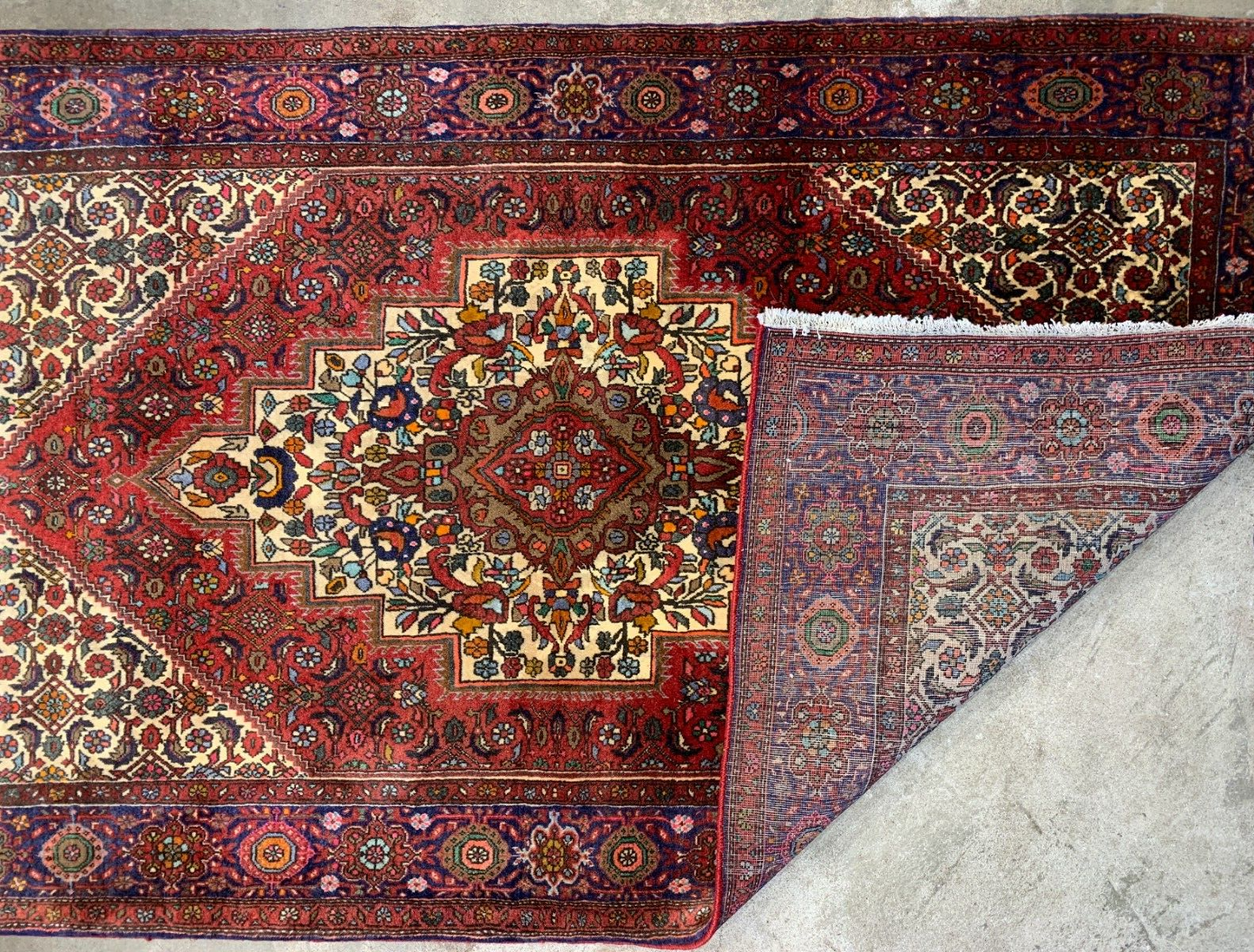 3'8"x6'6" Hand-Knotted 100% Wool Pile Bijare Gholtoghe Carpet - Area Rug