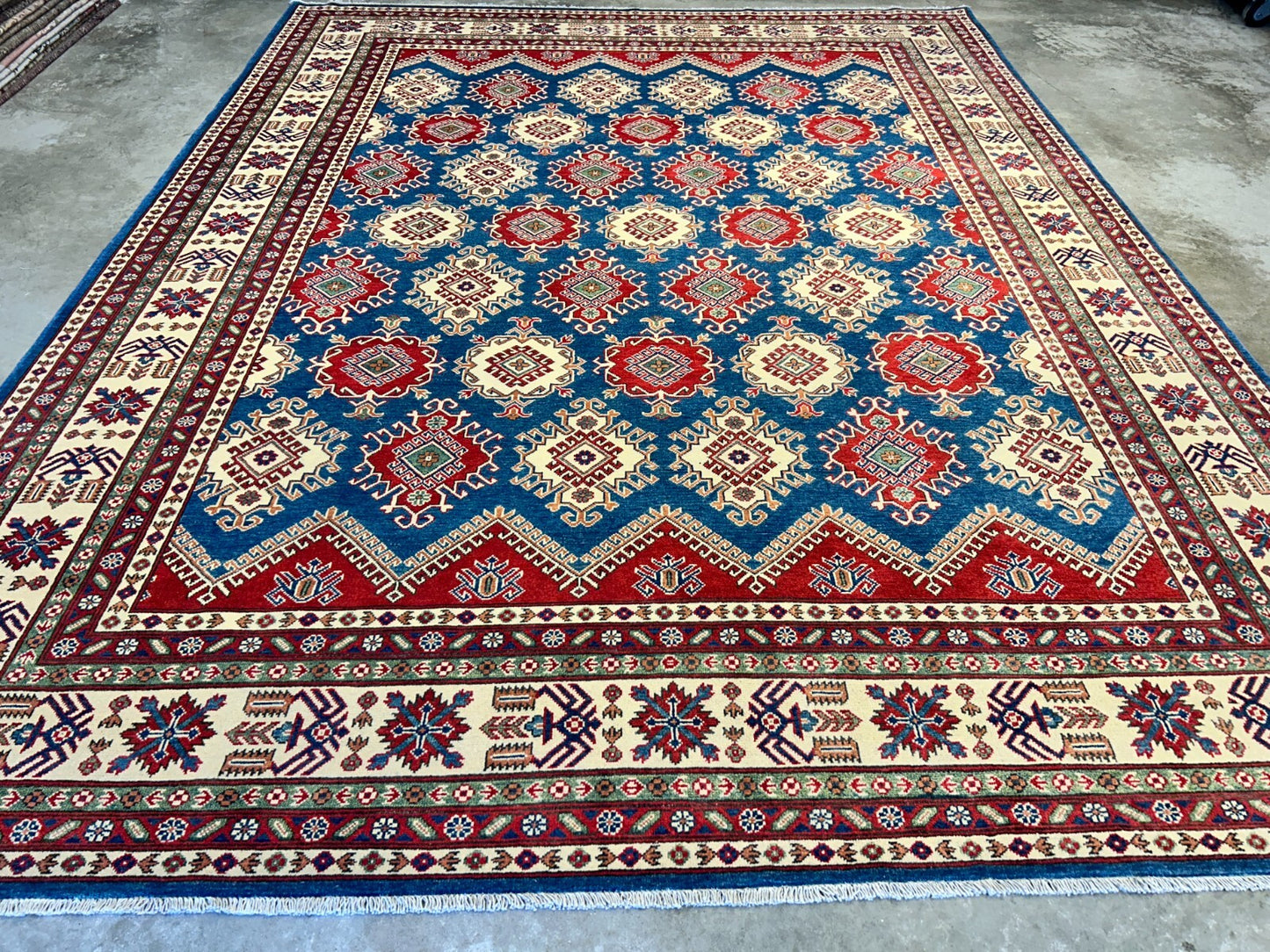 9'x12' Hand-Knotted 100% Wool Pile Kazak Rug