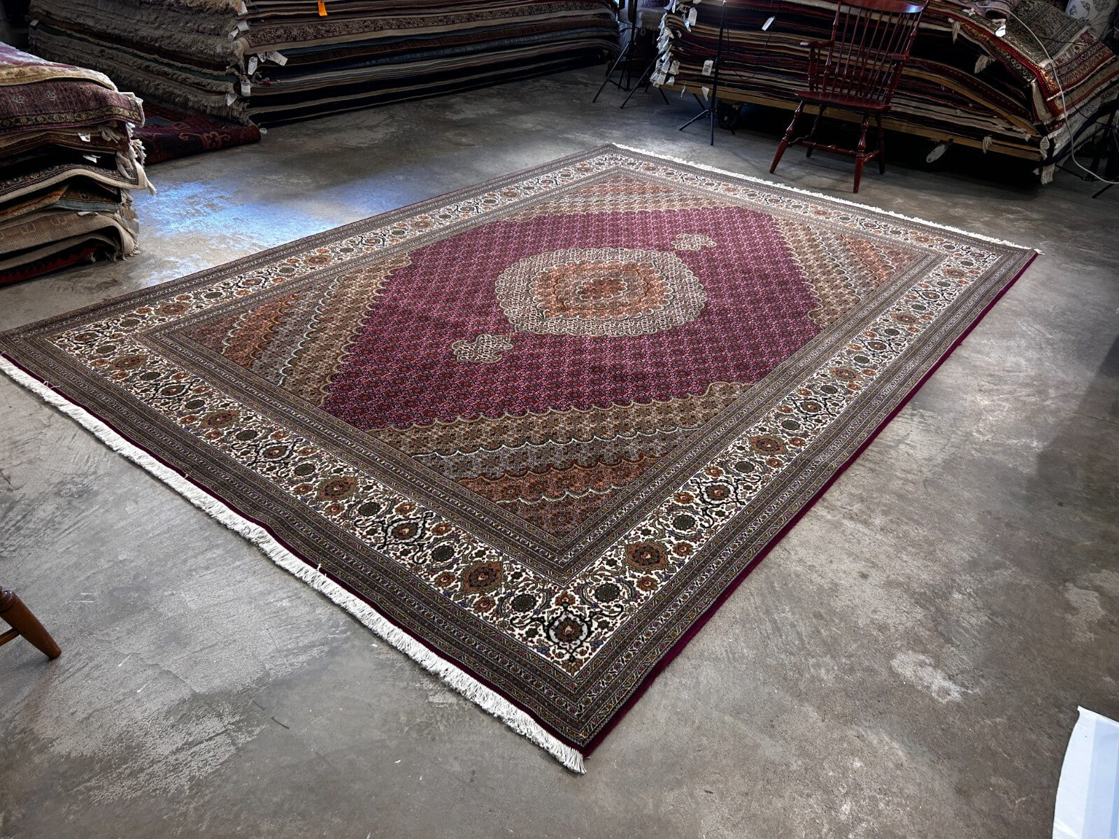 8'2"x11'10" Fine Hand-Knotted Silk & Wool Tabrize Fish Style Rug