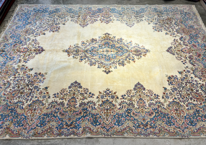 10'11"x14'9" Hand-Knotted 100% Wool Pile Kermane Area Rug - Carpet