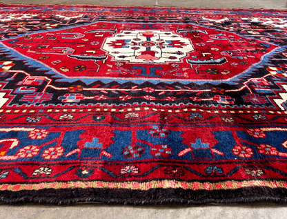 5'8" x 10'11" Hand-Knotted 100% Lamb Wool Pile Hamadane Area Rug - Carpet