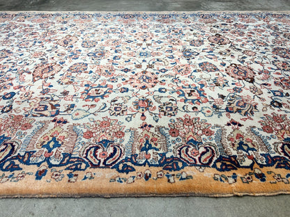 7'x11'10" Antique Hand-Knotted Wool Oriental Kermane Rug - Area Carpet