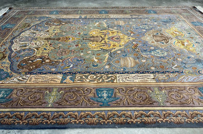 Exquisite 5'10"x8'3" Hand-Knotted Wool & Silk Blend Tabrize Area Rug - Carpet