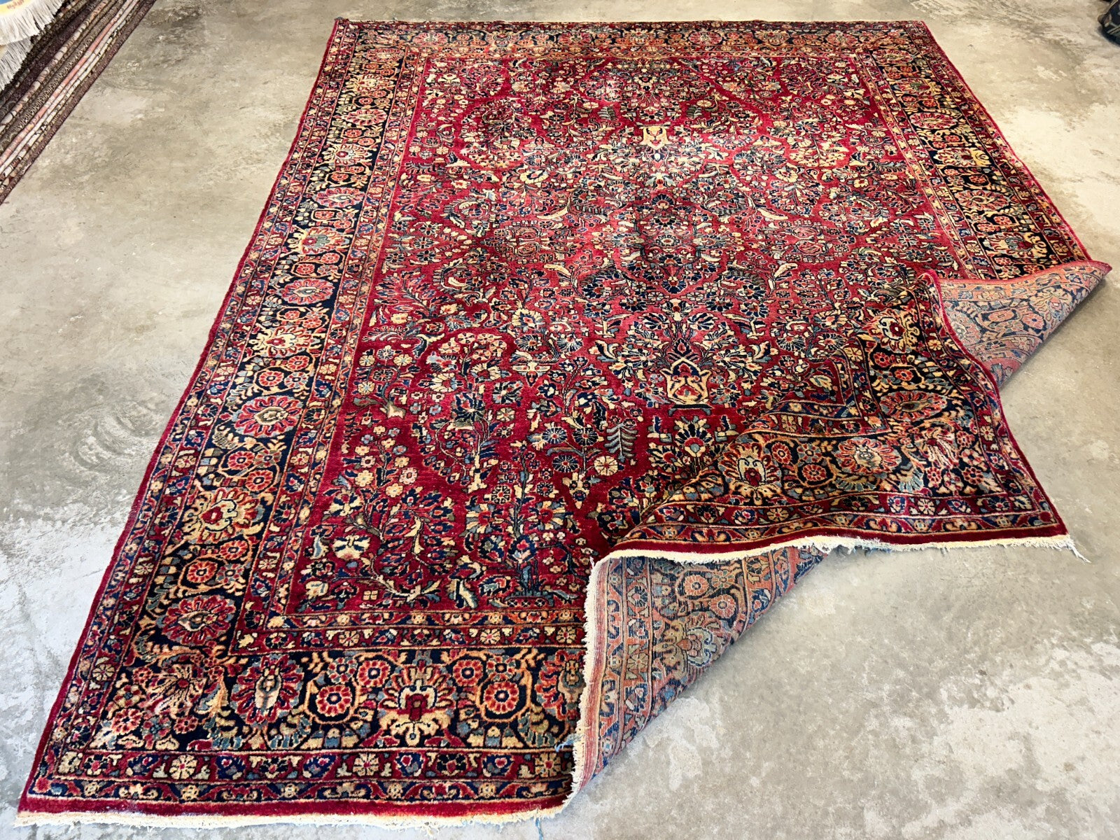 9'3"x12'7" Antique Fine Lamb Wool Sarouke Rug Hand-knotted Carpet