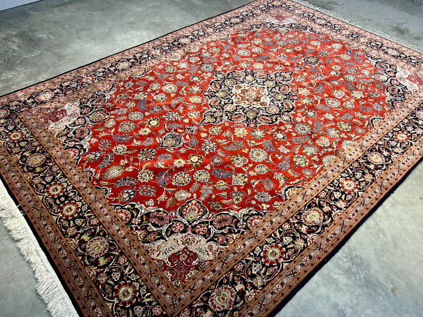 6'10"x9'9" Exquisite Hand-Knotted 100% Silk Kashane Rug