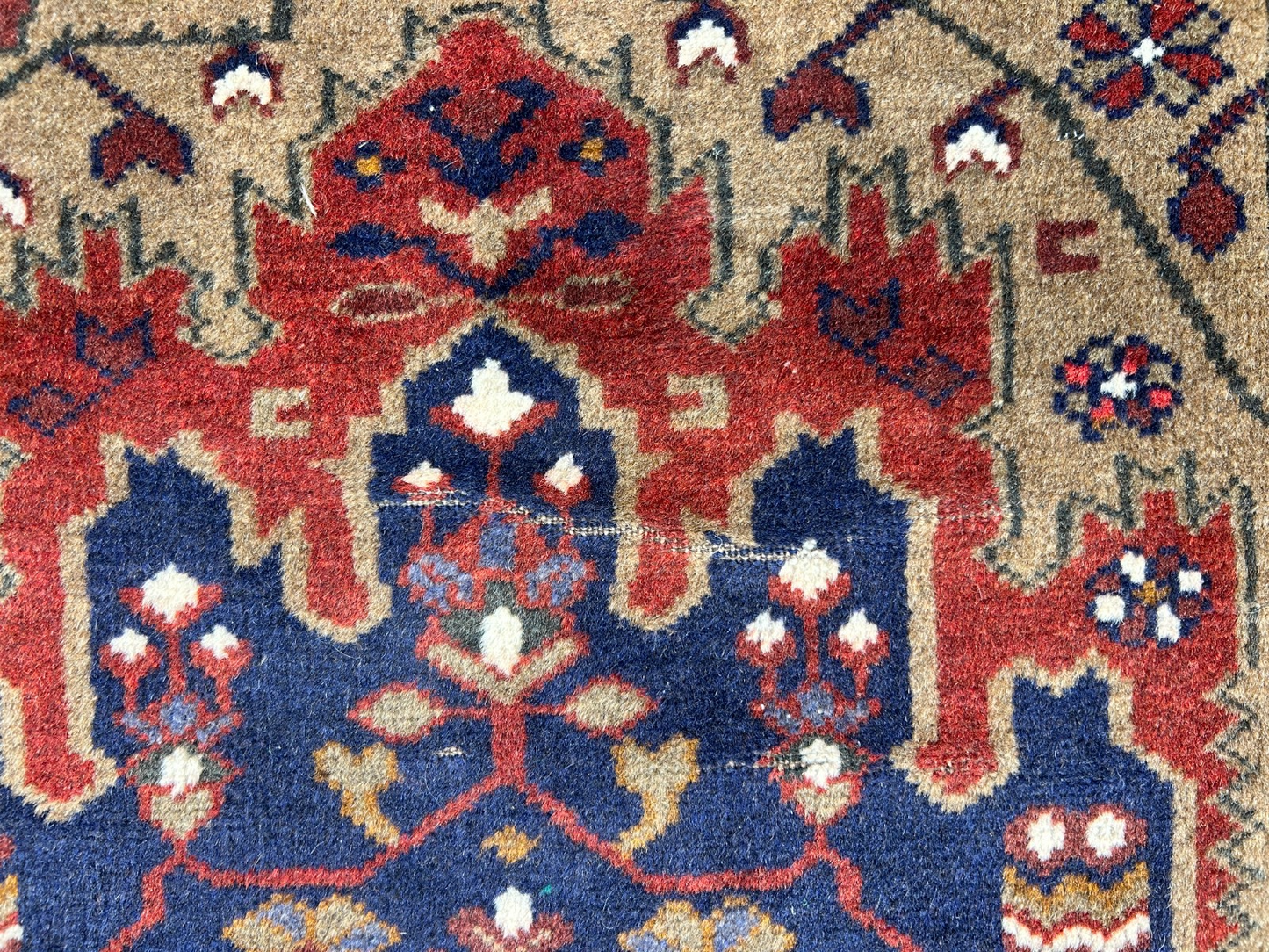 3'x4'2" Antique Hand-Knotted 100% Wool Pile Afghan Rug