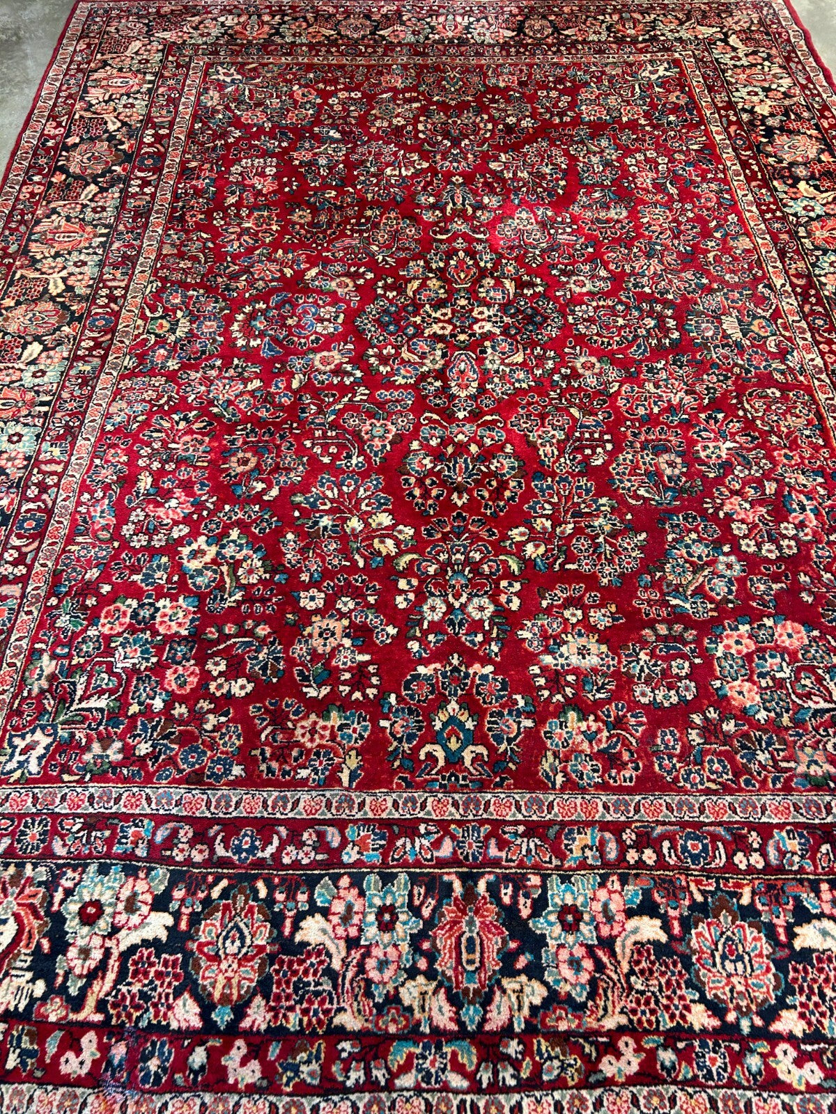 8'10"x12'2" Antique Fine Lamb Wool Sarouke Rug Hand-knotted Carpet