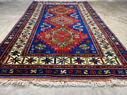 3'6"x5'9" Hand-Knotted 100% Wool Pile Yalamehe Rug