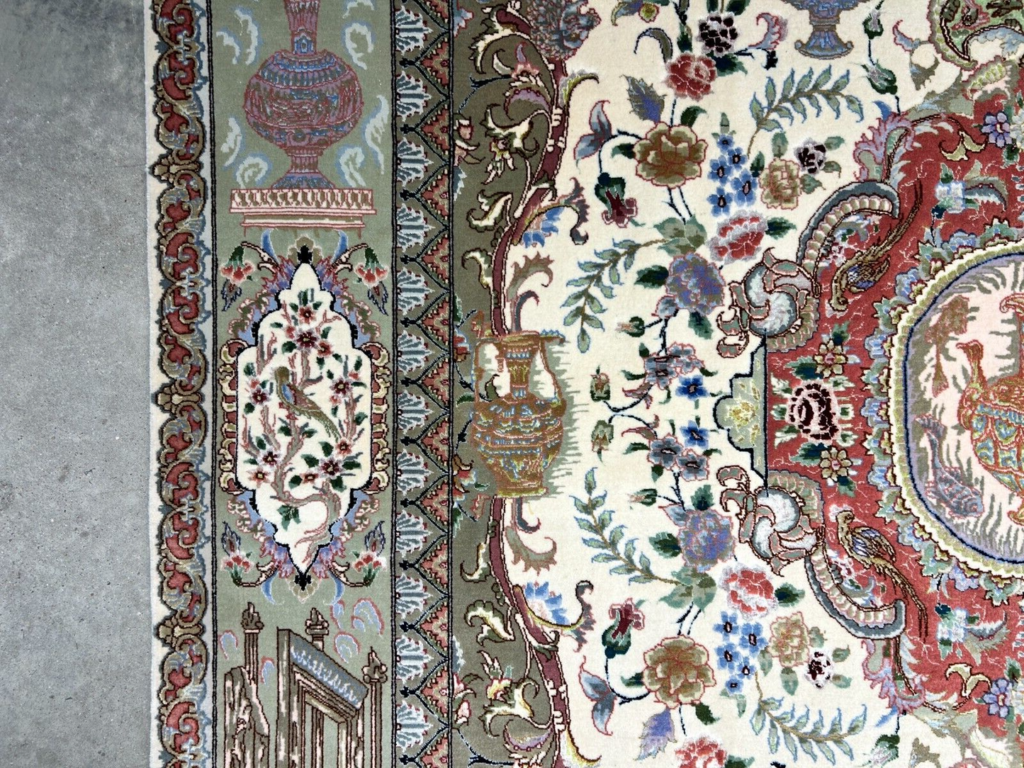 6'6"x10'2" Extra-Fine Hand-Knotted Wool & Silk Blend Tabrize Carpet - Area Rug