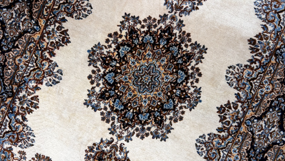 7'4"x10'10" Hand-Knotted 100% Wool Kermane Area Rug - Carpet