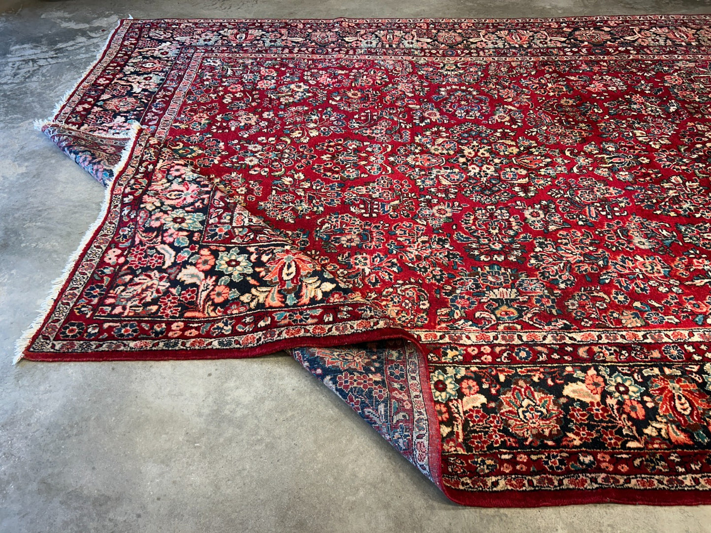 8'10"x12'2" Antique Fine Lamb Wool Sarouke Rug Hand-knotted Carpet