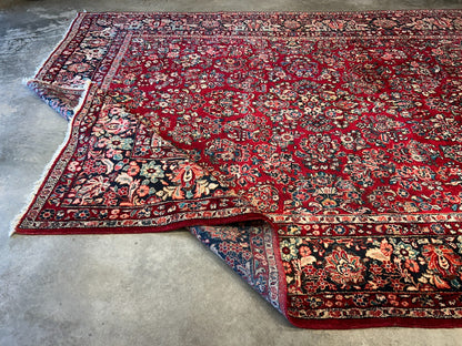 8'10"x12'2" Antique Fine Lamb Wool Sarouke Rug Hand-knotted Carpet