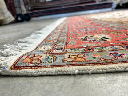 6'9"x8'1" Fine Hand-Knotted Wool & Silk Blend Tabrize Carpet - Area Rug