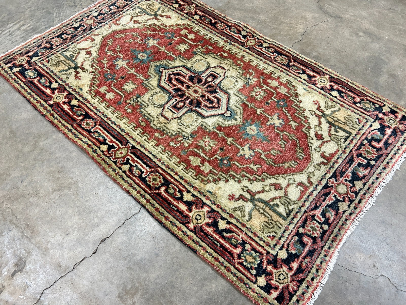 3'x5' Hand-Knotted 100% Wool Pile IndoSerapi Rug