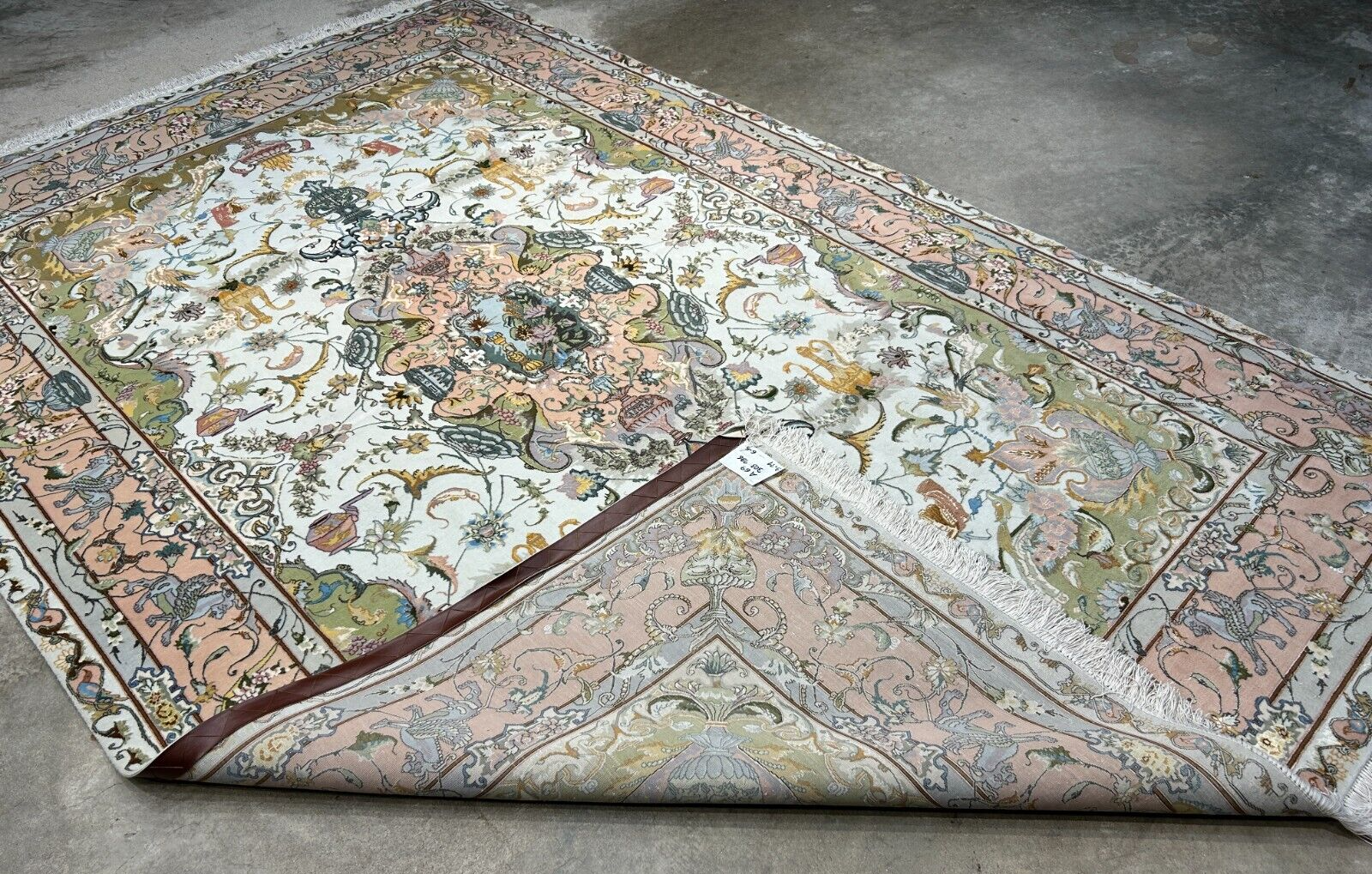 6'8"x10' Very-Fine Hand-Knotted Wool & Silk Blend Tabrize Carpet - Area Rug