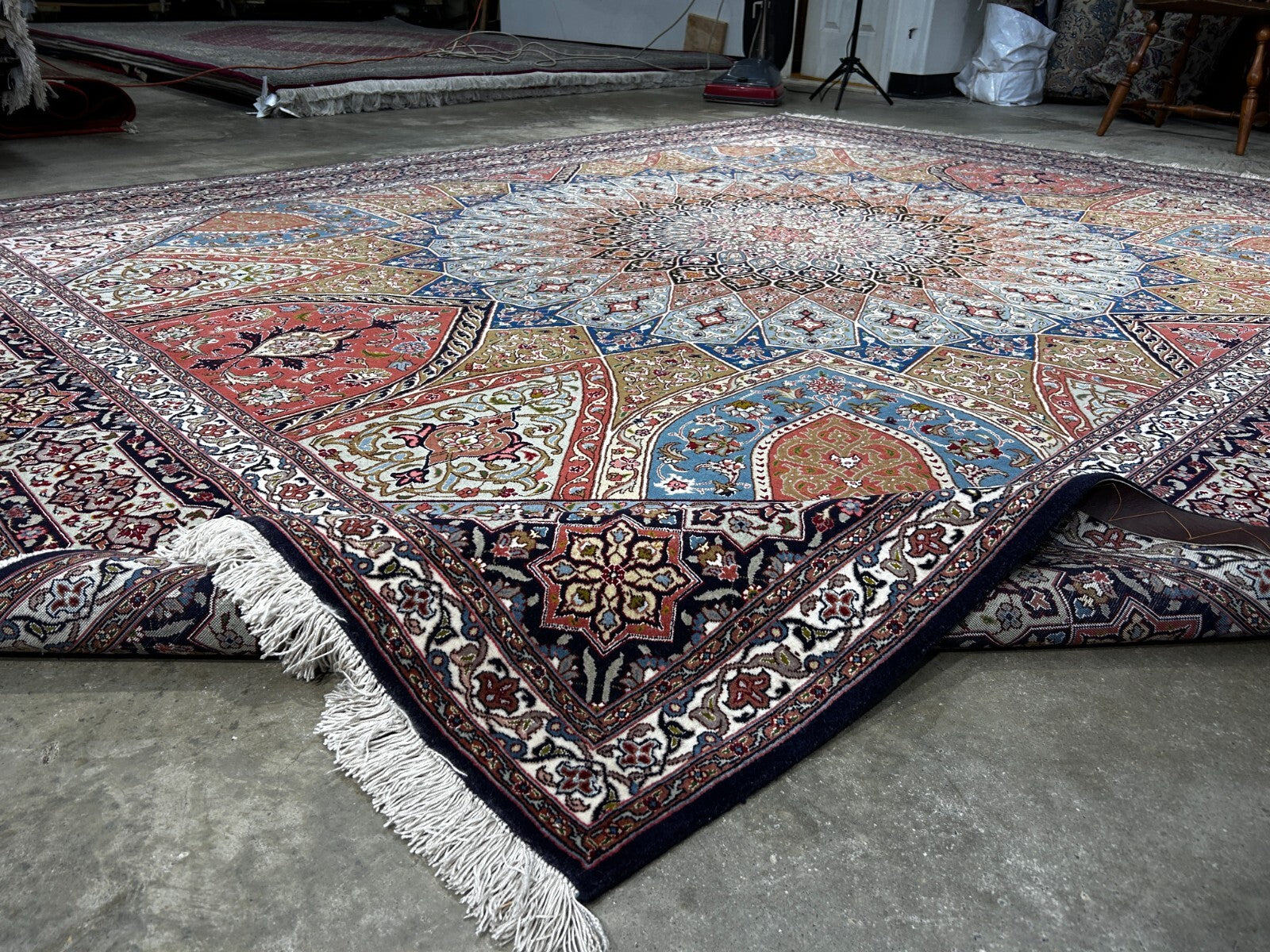 8'3"x10'5" Very Fine Hand-Knotted Wool & Silk Tabrize Rug
