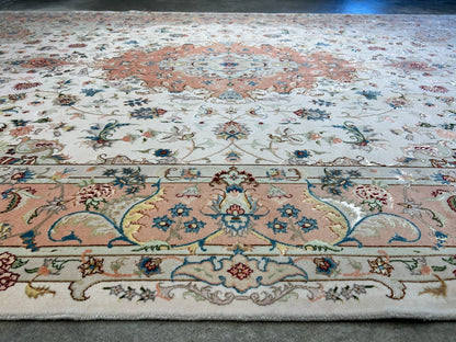 6'7"x9'10" Extra-Fine Hand-Knotted Wool & Silk Blend Tabrize Carpet - Area Rug