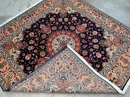 6'5"x6'7" Fine Hand-Knotted Wool & Silk Tabrize Rug - Area Carpet