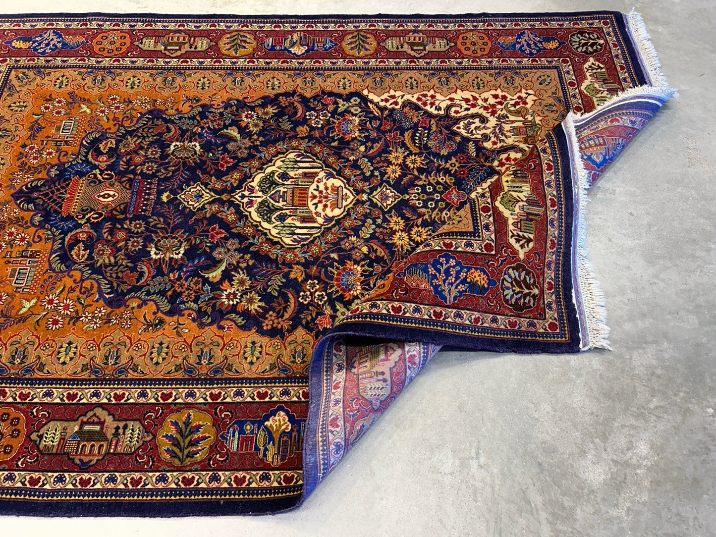 4'2”x 6'0" Antique Hand-Knotted 100% Lamb Wool Carpet - Kashane Area Rug