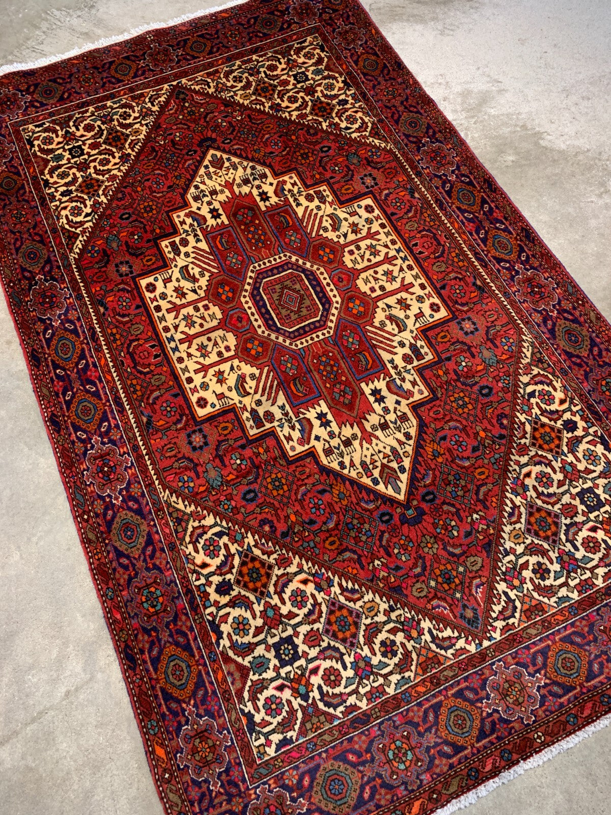 4'x6'7" Hand-Knotted 100% Wool Pile Bijare Gholtogh Carpet - Area Rug
