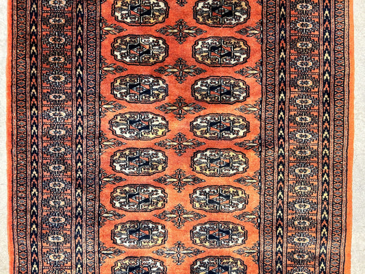 2'8"x3'11" Hand-Knotted 100% Wool Pile Bokhara Rug
