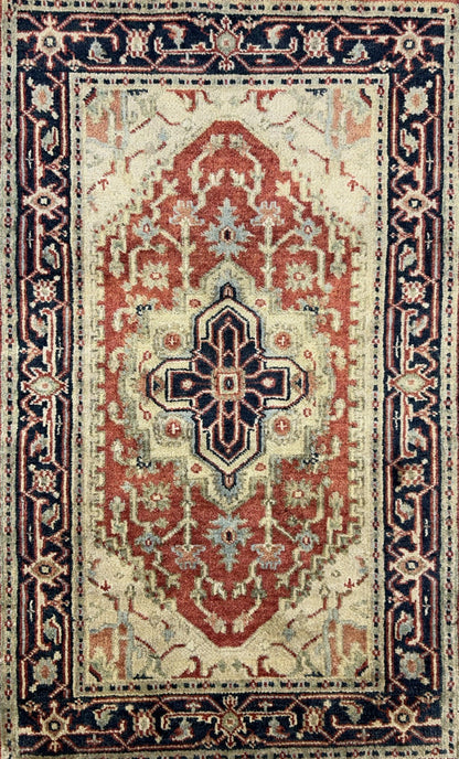 3’x5’ Hand-Knotted 100% Wool Indoserapi Area Rug - Carpet
