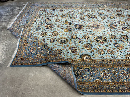 10’8”x14’2” Very Fine Hand-Knotted 100% Wool Pile Kashane Area Rug - Signed